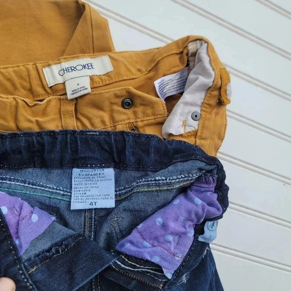 Lot Of 4 Kids Place Cherokee Denim Jeans Flare Girls Blue Adjustable Wide 4T - Picture 2 of 11